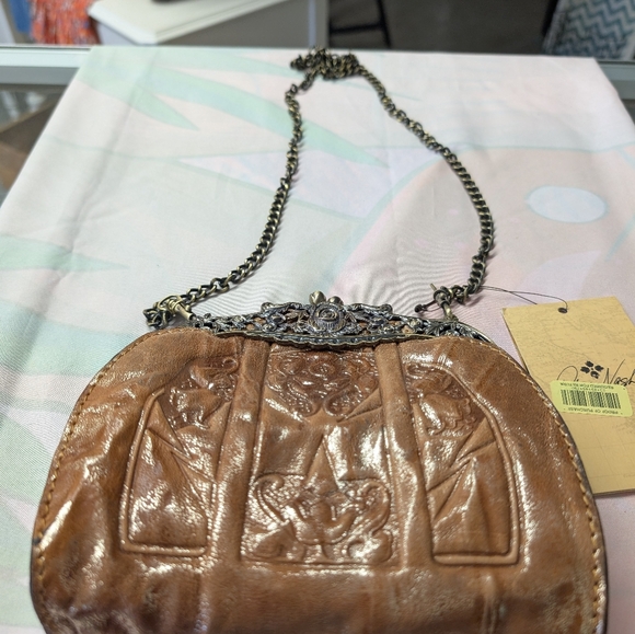 Patricia Nash Tan Leather Clutch with Chain Strap - Picture 1 of 1